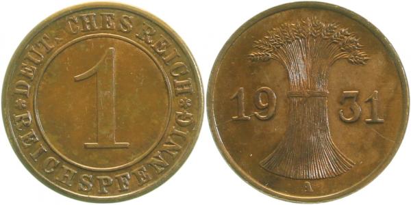 31331A~1.2b 1 Pfennig  1931A prfr zaponiert. J 313  