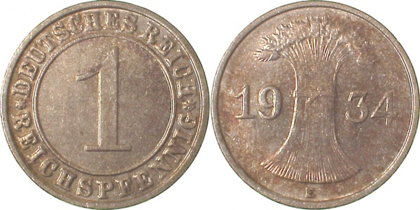31334E~1.2 1 Pfennig  1934E prfr J 313  