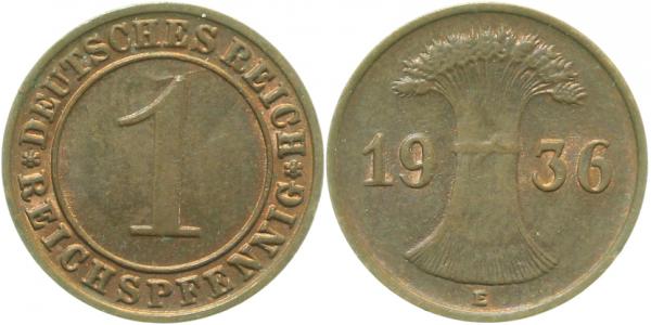 31336E~1.5 1 Pfennig  1936E vz/stgl J 313  