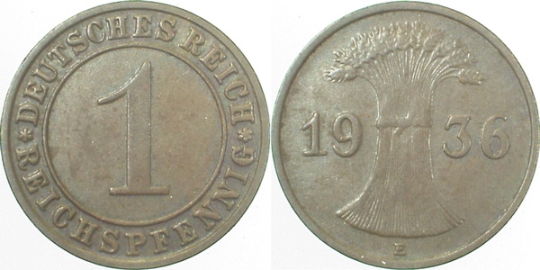 31336E~2.5 1 Pfennig  1936E ss/vz J 313  