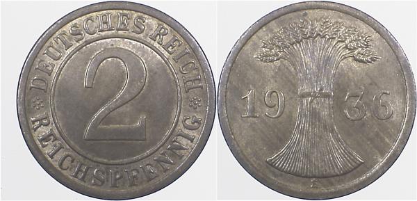31436E~1.5 2 Pfennig  1936E vz/st J 314  