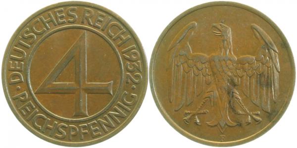 31532F~2.0 4 Pfennig  1932F vz J 315  