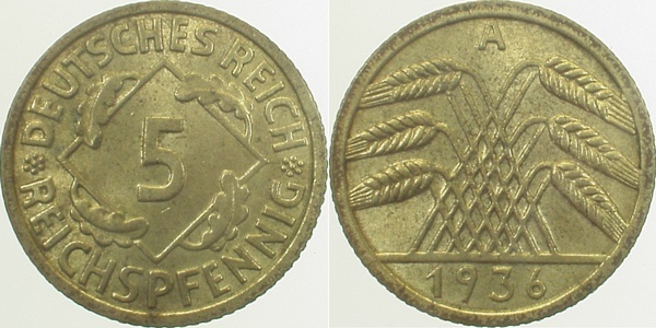 31636A~1.8 5 Pfennig  1936A vz+ J 316  