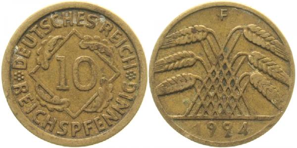 31724F~3.0 10 Pfennig  1924F ss J 317  