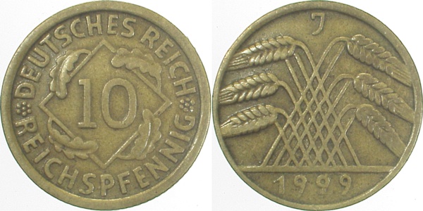 31729J~3.0 10 Pfennig  1929J ss J 317  