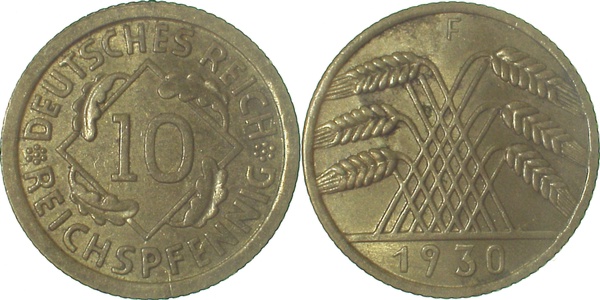 31730F~1.5b 10 Pfennig  1930F vz min.fleckig !!! J 317  