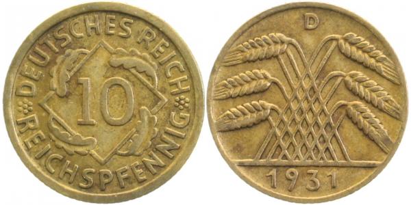 31731D~2.5 10 Pfennig  1931D ss/vz J 317  