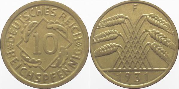 31731F~2.5 10 Pfennig  1931F ss/vz J 317  