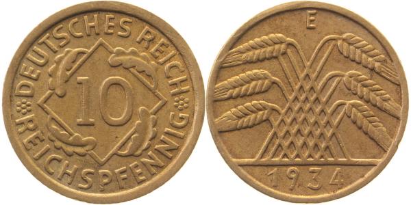 31734E~2.5 10 Pfennig  1934E ss/vz J 317  