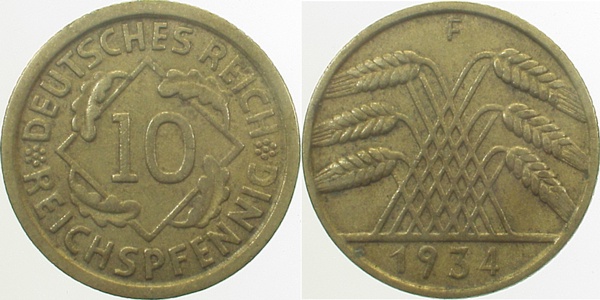 31734F~2.5 10 Pfennig  1934F ss/vz J 317  