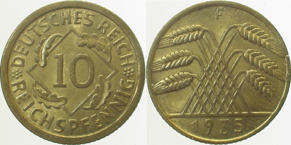 31735F~1.5 10 Pfennig  1935F vz/st J 317  