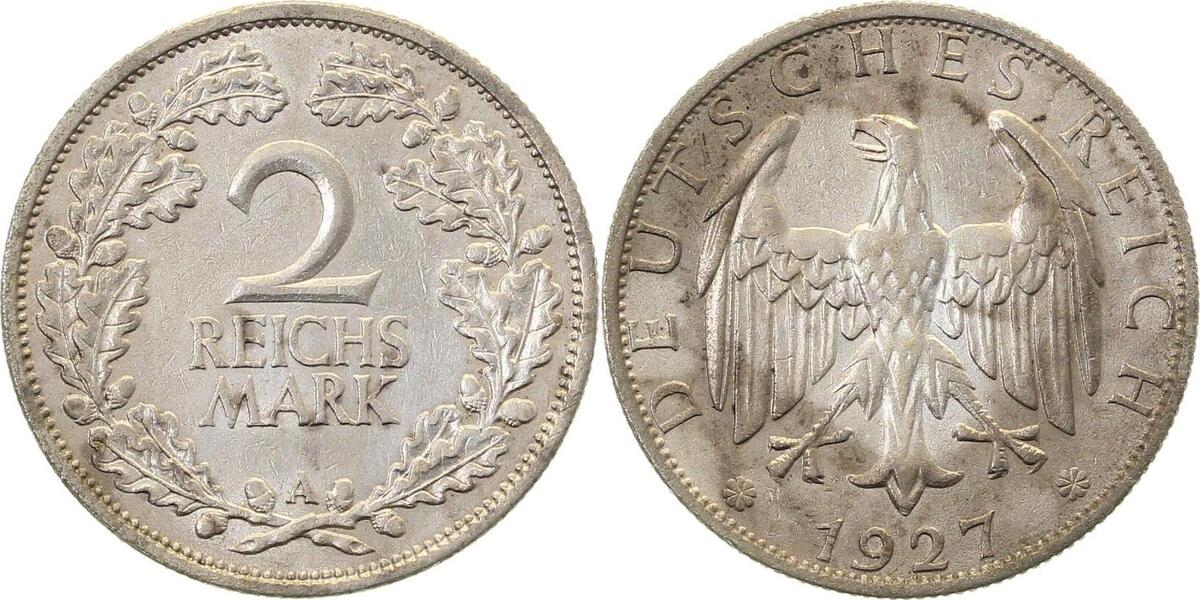 32027A~2.2 2 Reichsmark  1927A f.vz J 320  