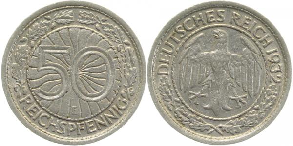32432E~2.5 50 Pfennig  1932E ss/vz J 324  