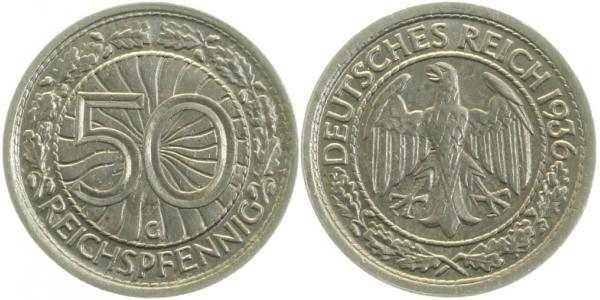 32436G~2.5 50 Pfennig  1936G ss/vz J 324  