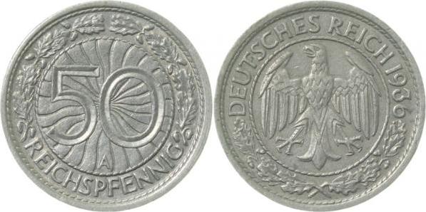 32436A~1.5 50 Pfennig  1936A vz/stgl J 324  