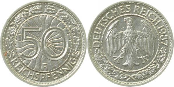 32437F~1.1 50 Pfennig  1937F prfr/stgl !! J 324  