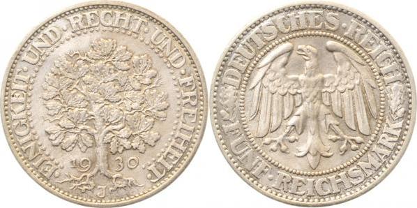 33130J~2.5-IN 5 Reichsmark  1930J Eichbaum ss/vz J 331  
