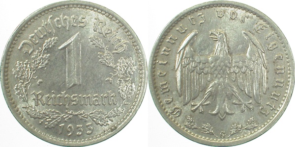 35433G~1.5 1 Reichsmark  1933G f.prfr J 354  