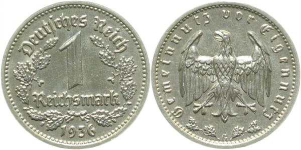 35436G~1.5 1 Reichsmark  1936G vz/stgl J 354  