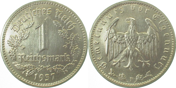 35437F~2.5 1 Reichsmark  1937F ss/vz J 354  