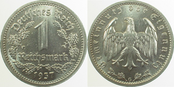 35437G~1.2 1 Reichsmark  1937G prfr. !! J 354  