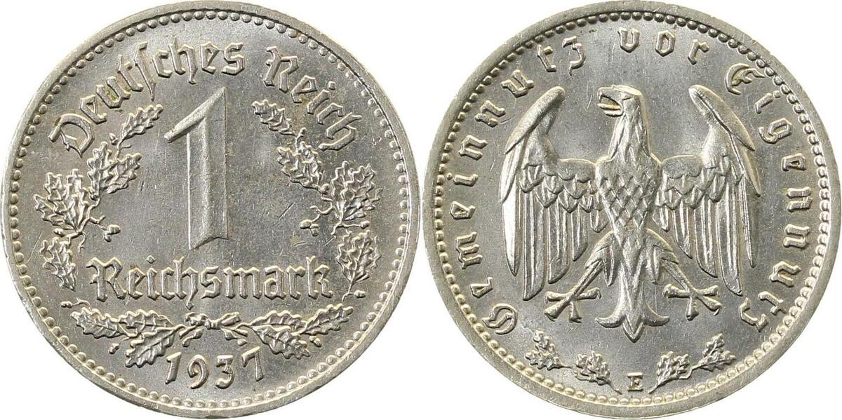 35437E~1.3 1 Reichsmark  1937E vz/stgl/fast prfr !!! J 354  