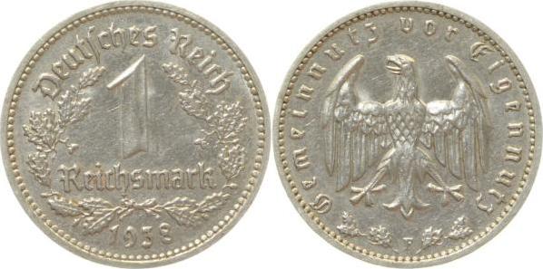 35438F~2.5 1 Reichsmark  1938F ss/vz J 354  