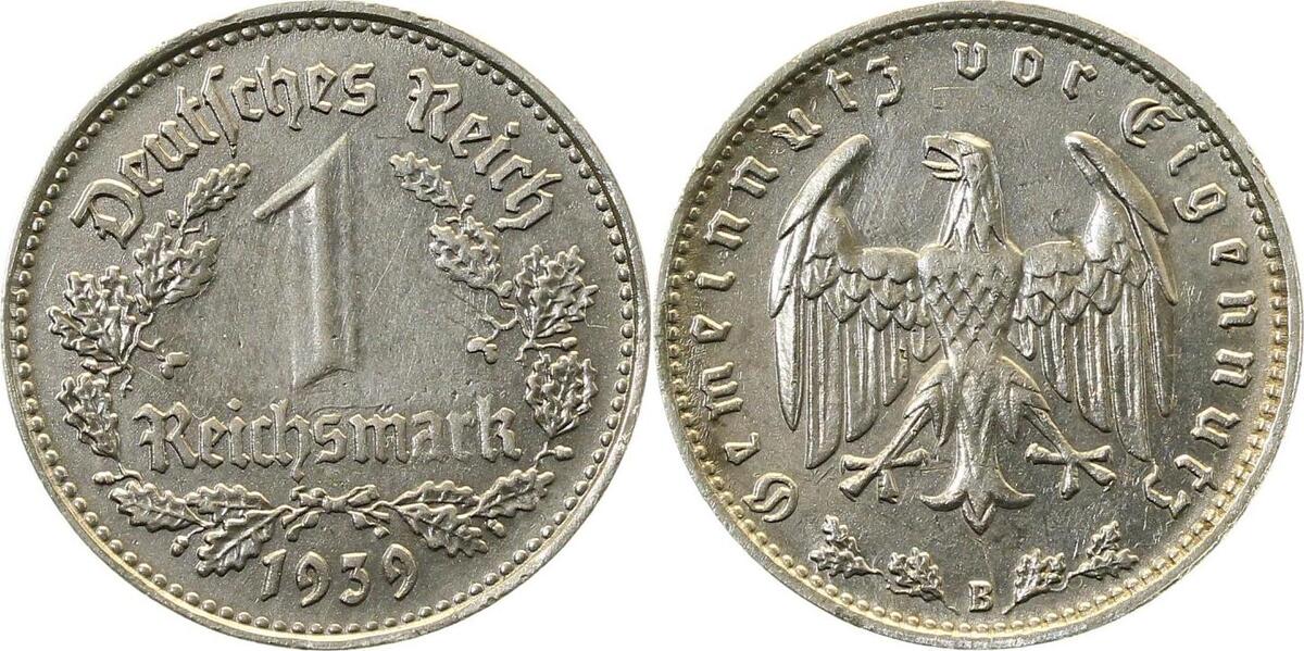 35439B~2.0b 1 Reichsmark  1939B vz VS: leicht berieben J 354  