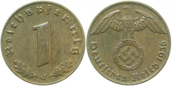 36136J~1.5 1 Pfennig  1936J f.prfr/leichte Pat J 361  