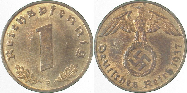 36137F~1.1 1 Pfennig  1937F prfr/stgl J 361  
