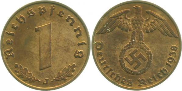 36138J~1.2 1 Pfennig  1938J prfr J 361  