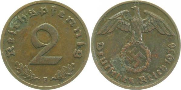 36236F~2.5 2 Pfennig  1936F ss/vz J 362  