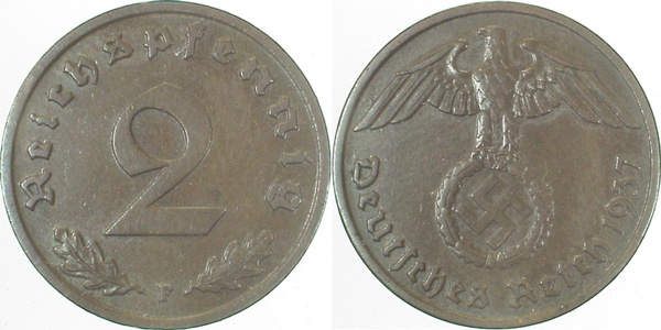 36237F~2.0 2 Pfennig  1937F vz J 362  