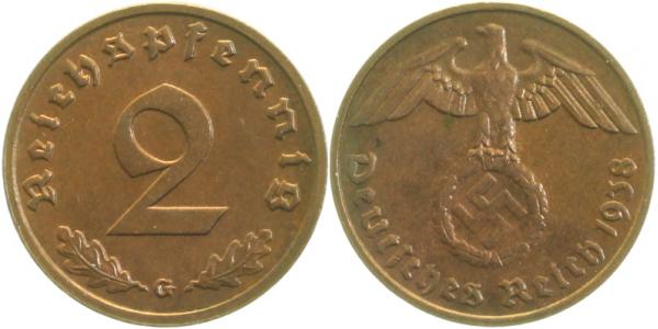 36238G~1.2 2 Pfennig  1938G prfr !!! J 362  
