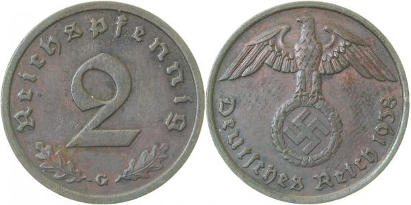 36238G~2.0 2 Pfennig  1938G vz J 362  