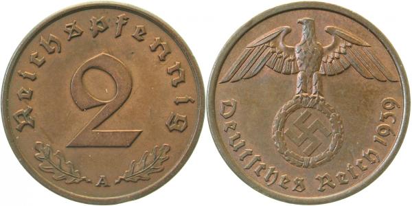 36239A~1.5 2 Pfennig  1939A vz/st J 362  