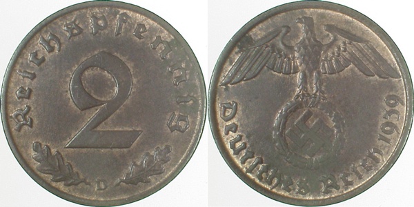 36239D~1.2 2 Pfennig  1939D prfr J 362  