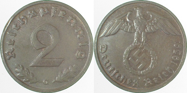 36239G~1.5 2 Pfennig  1939G f.prfr J 362  
