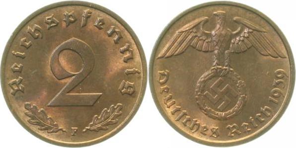 36239F~1.2 2 Pfennig  1939F prfr!! J 362  