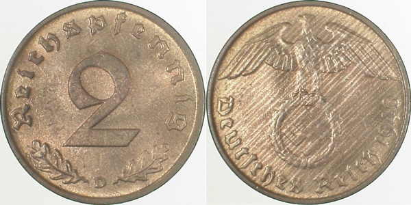 36240D~1.5 2 Pfennig  1940D vz/st J 362  