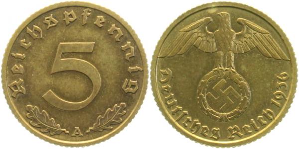 36336A~1.2a 5 Pfennig  1936A prfr. Erstabschlag (EA)! ! J 363  