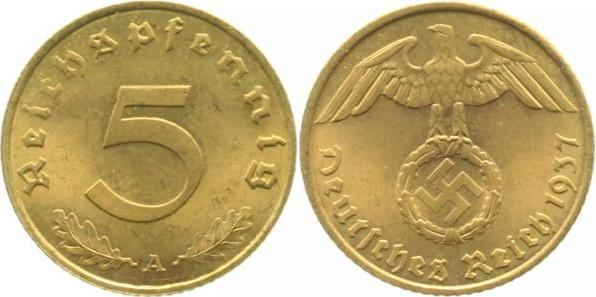 36337A~1.2 5 Pfennig  1937A prfr J 363  