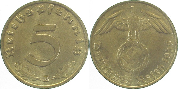 36338E~1.5 5 Pfennig  1938E f.prfr J 363  