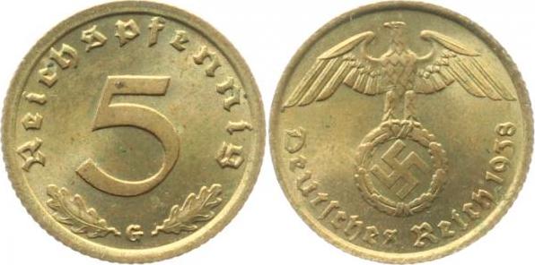 36338G~1.2 5 Pfennig  1938G prfr J 363  