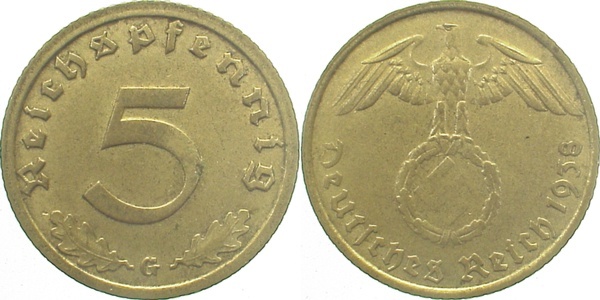 36338G~2.0 5 Pfennig  1938G vz J 363  