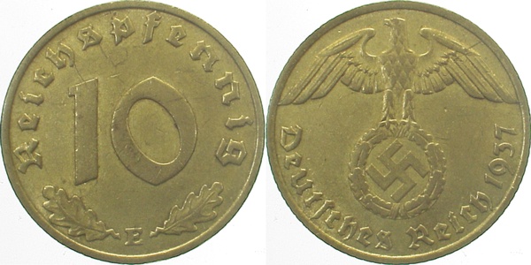 36437E~2.2 10 Pfennig  1937E vz- J 364  