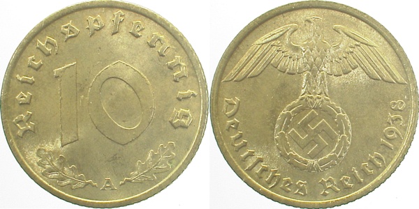 36438A~1.2 10 Pfennig  1938A prfr J 364  