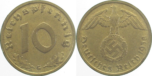 36438G~2.0 10 Pfennig  1938G vz J 364  