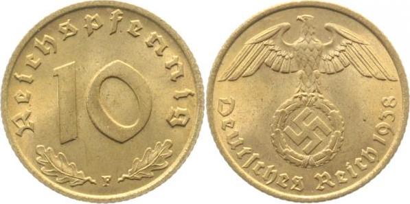 36438F~1.1 10 Pfennig  1938F prfr/st J 364  