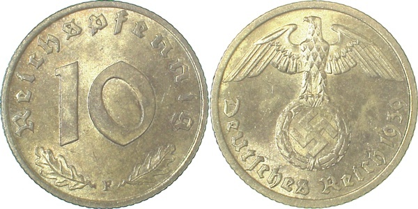 36439F~1.2 10 Pfennig  1939F f. stgl J 364  